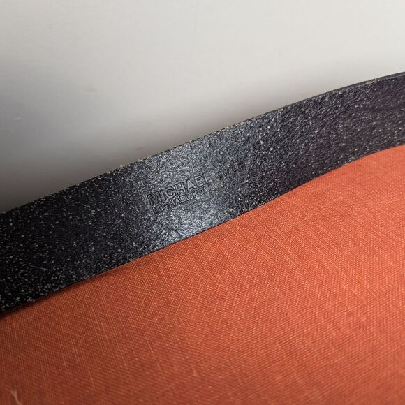 Michael Kors Black Leather Belt Gold Buckle Adjustable 29-33” - Picture 9 of 10